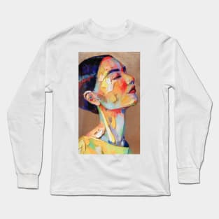 Girl with a graceful neck and short hair in profile. Long Sleeve T-Shirt